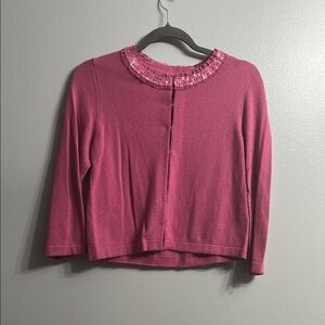 Boden Purple Sequin Clapped Cashmere Blend Cardigan SZ 6